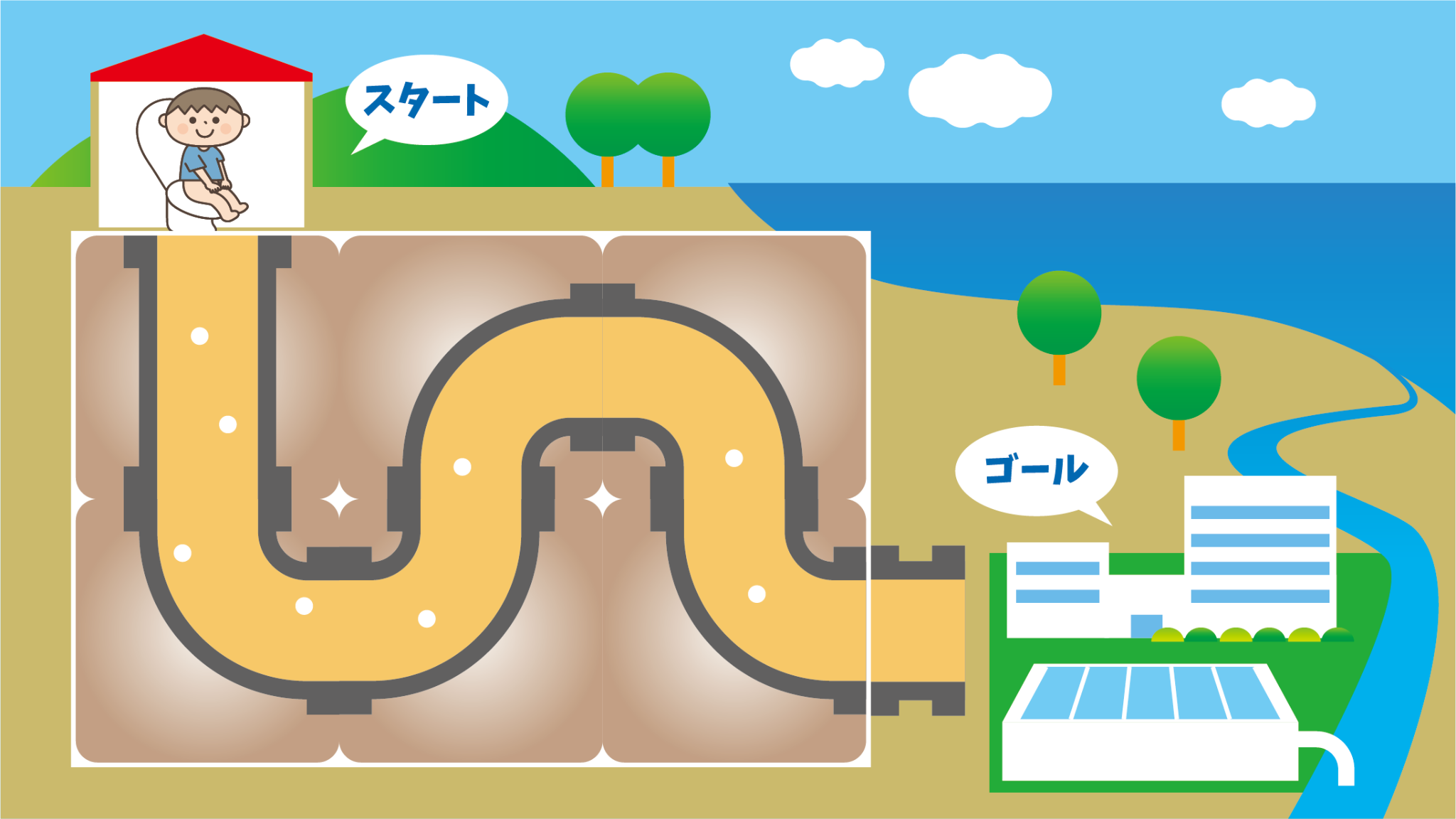 下水道パズル クリア画面